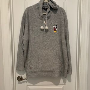 Disney Mickey Mouse Gray Fleece Hoodie 1/4 Zip Up Size 26/28W
